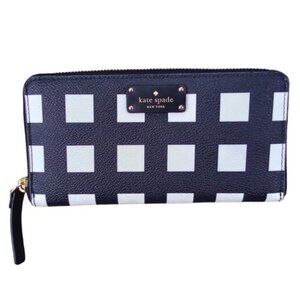 Kate Spade Black & White Neda Grove Street Printed Leather Continental Wallet